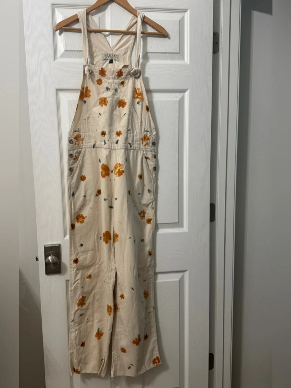 Anthropologie Flower Power Cotton Canvas Overalls - Picture 5 of 9